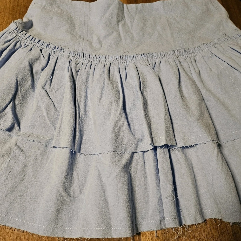 Boutique Brand Mimi Skirt. Tiered With Raw Edge.Light Blue.